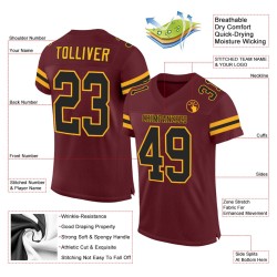 Custom Burgundy Black-Gold Mesh Authentic Football Jersey Custom Burgundy Black-Gold Mesh Authentic Football Jersey