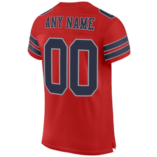 Custom Scarlet Navy-Light Gray Mesh Authentic Football Jersey Custom Scarlet Navy-Light Gray Mesh Authentic Football Jersey